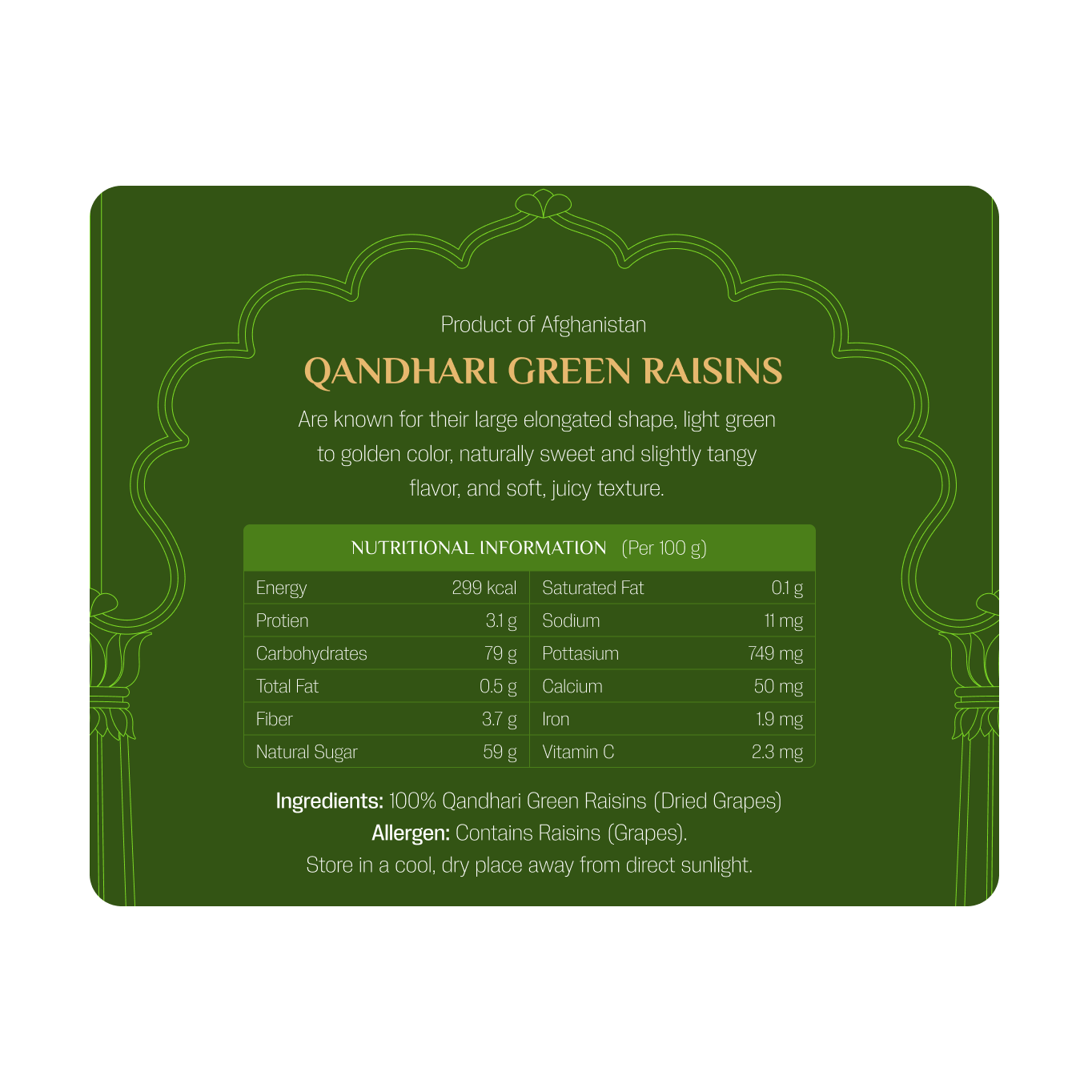 Qandhari Green Raisins