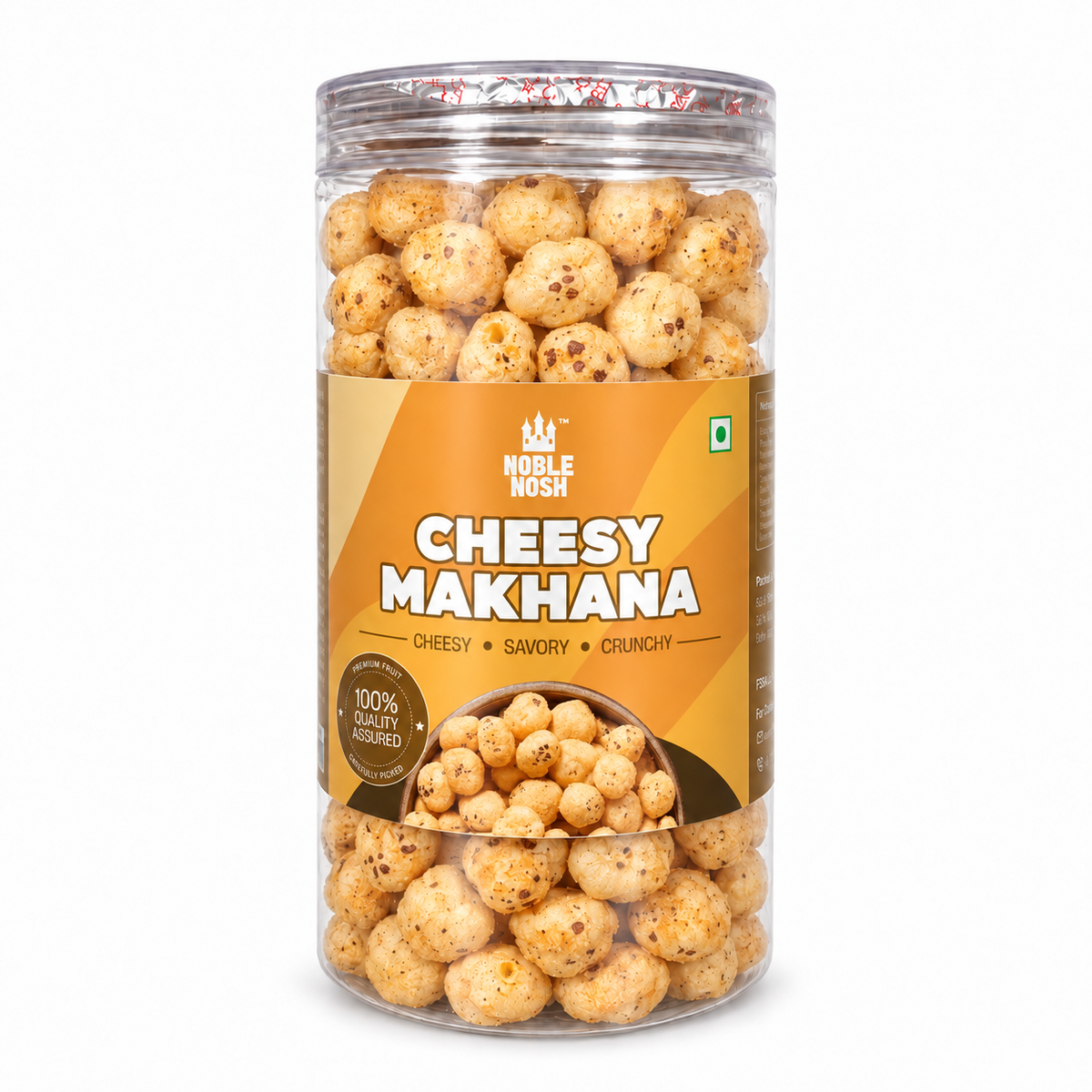 Noble Nosh Cheesy Makhana 75 g — jar on white background
