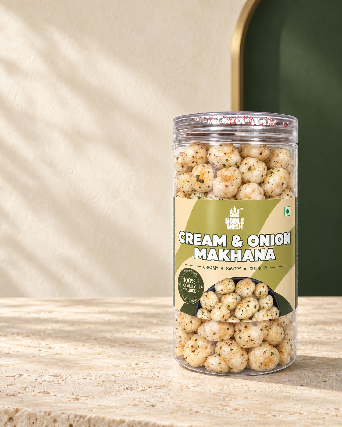 Noble Nosh Cream & Onion Makhana 75 g — lifestyle product photo
