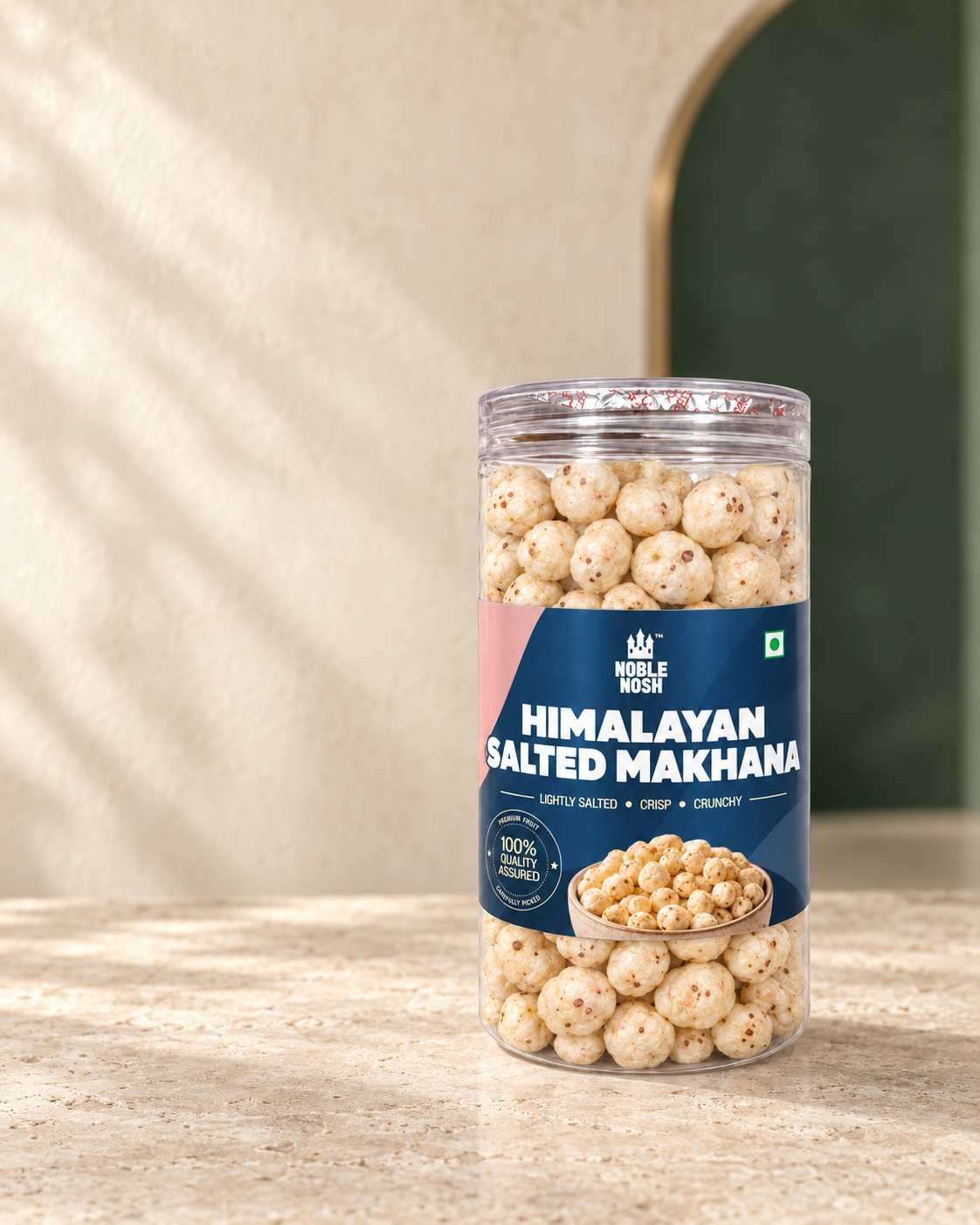 Noble Nosh Himalayan Salted Makhana 75 g — lifestyle product photo