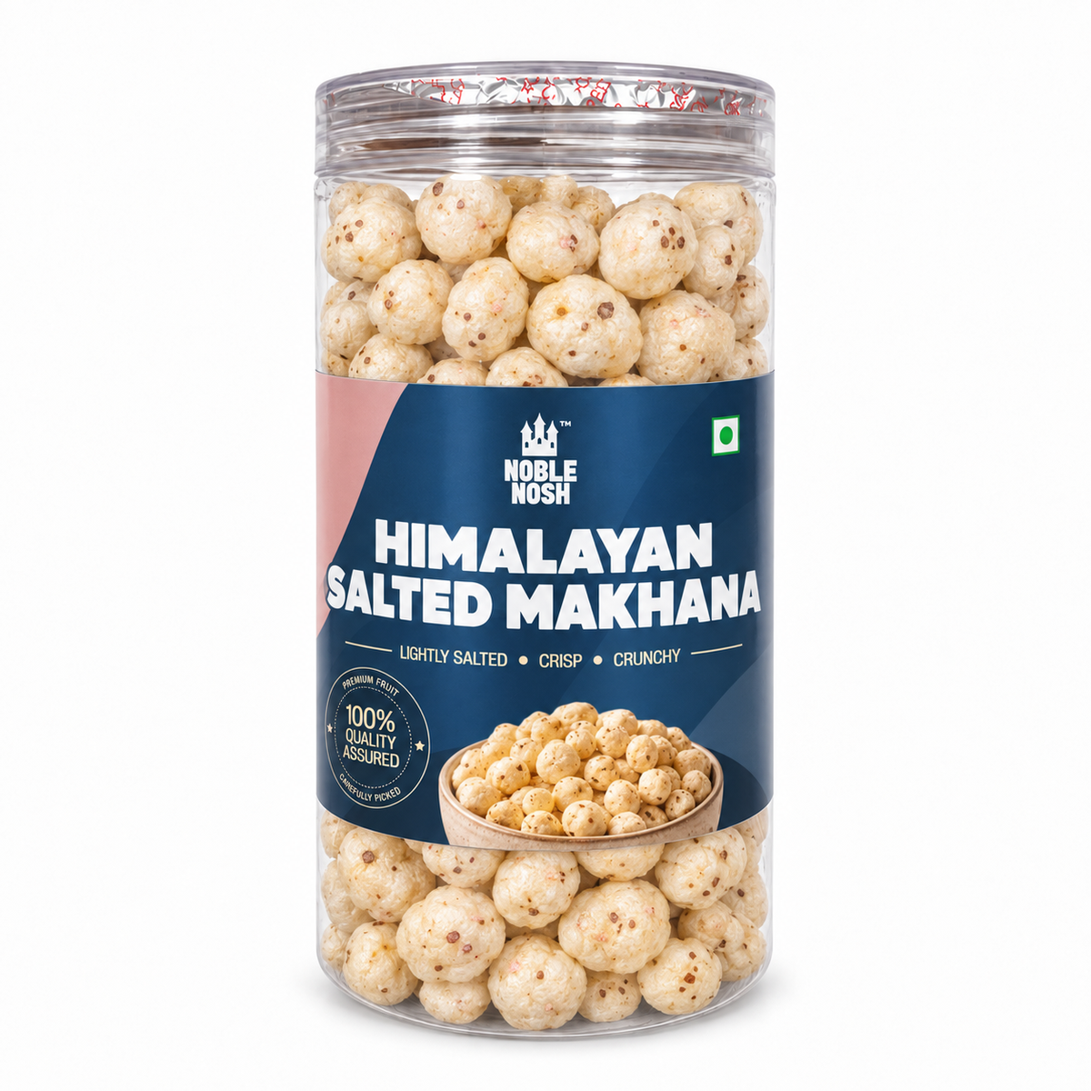 Noble Nosh Himalayan Salted Makhana 75 g — jar on white background