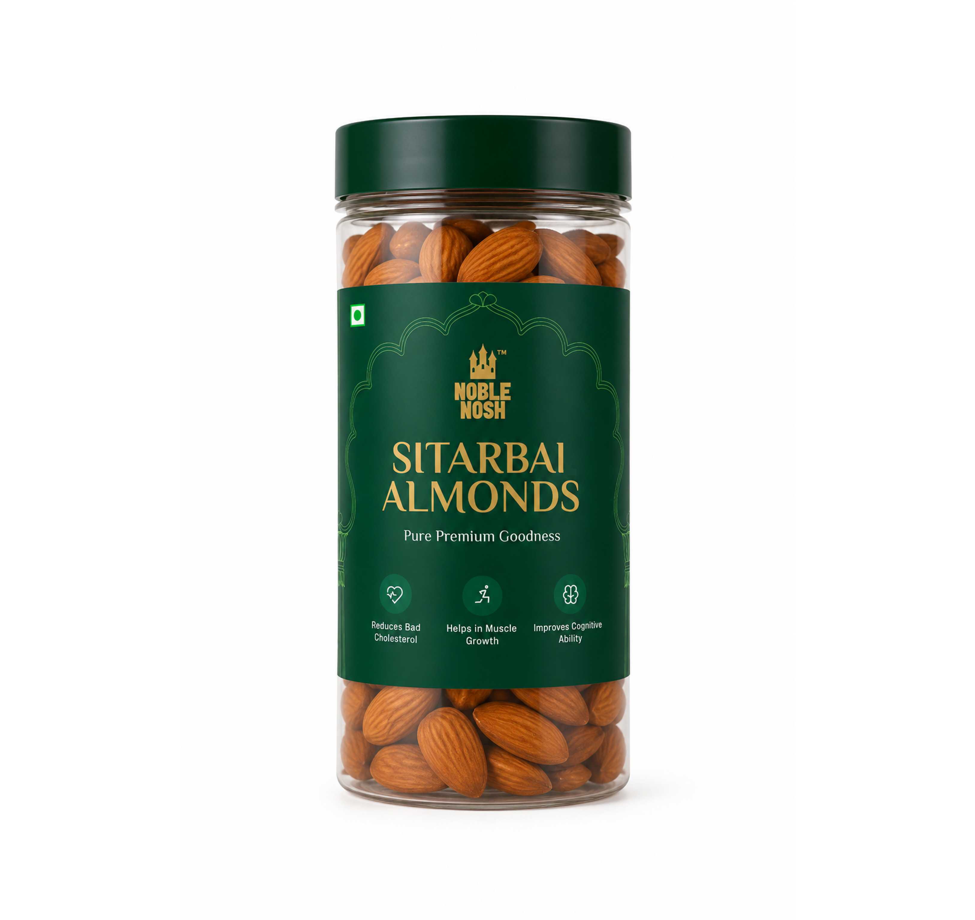 Sitarbai Almonds – Premium Dried Nuts (500g Jar)