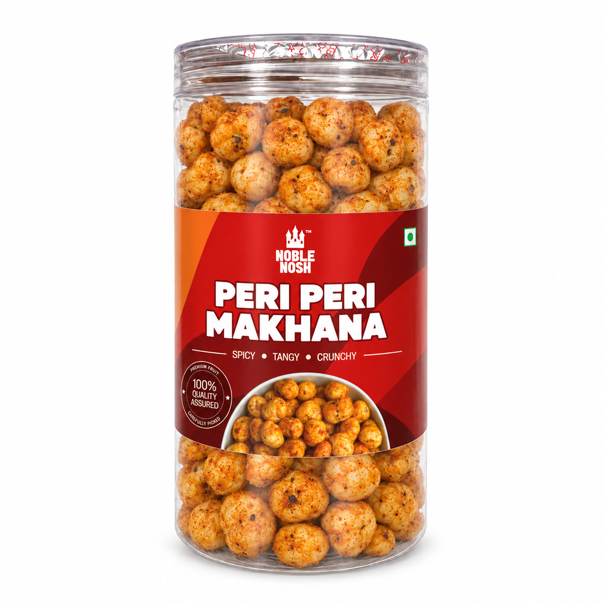 Noble Nosh Peri Peri Makhana 75 g — jar on white background